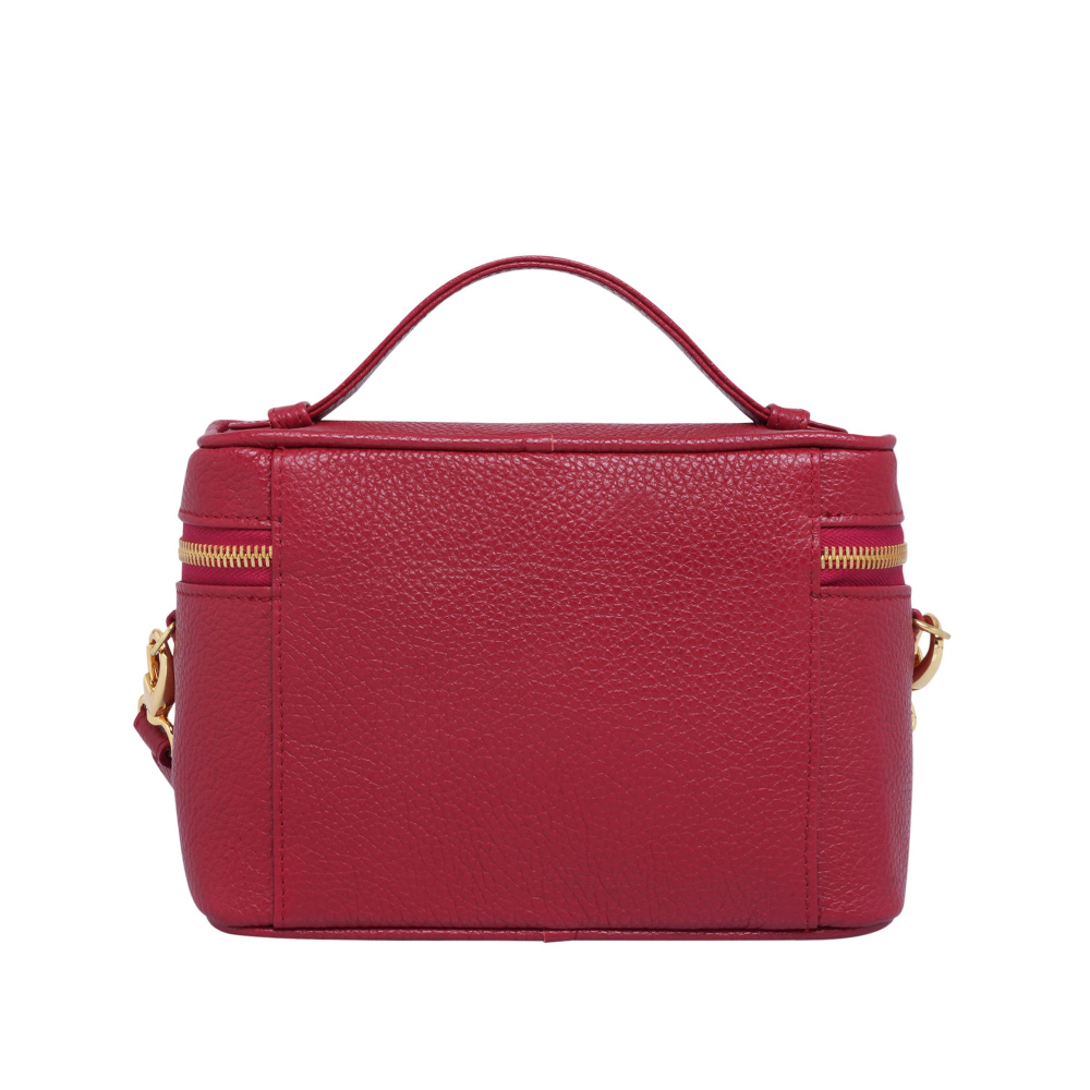 Shoulder bag made of wine red calfskin leather